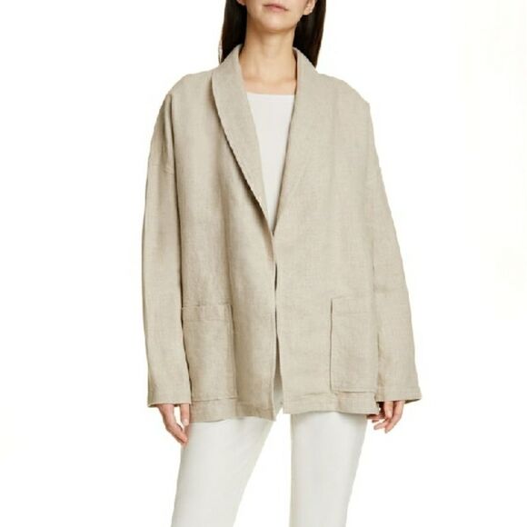 Eileen Fisher women's Petite Organic Linen Jacket medium cream - Picture 1 of 8